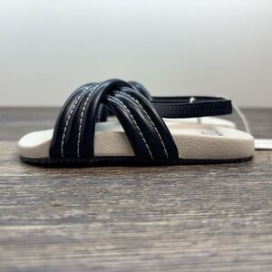 Janie and Jack‎ Boys Size 8 Cross Strap Pool Slide Kids Sandal Navy White NEW